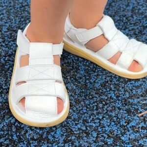 Toddler Leather Summer Sandals Barefoot Flexible with Hook-and-Loop Strap